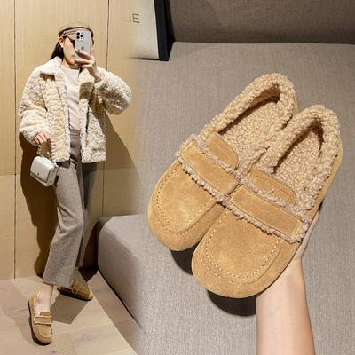 Кудрявый мех ягненка Женские мокасины натуральная кожа мех балетки женские ремешок с пряжкой шерсть ягненка слипоны лоферы зимняя пушистая обувь для женщины