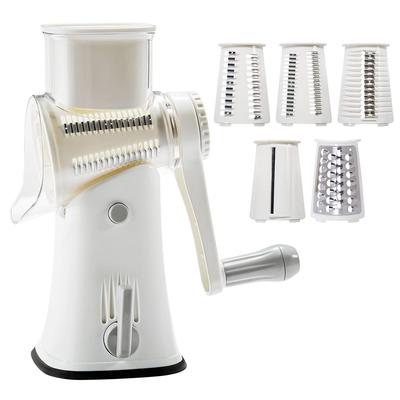 Bon Furniture Rotary Slicer Vegetable 5 in 1 Multifunction Thin Thin Strip Wave Shape Time White Set, Cutter, Manual, Terter, Slice, Slice, Slice,