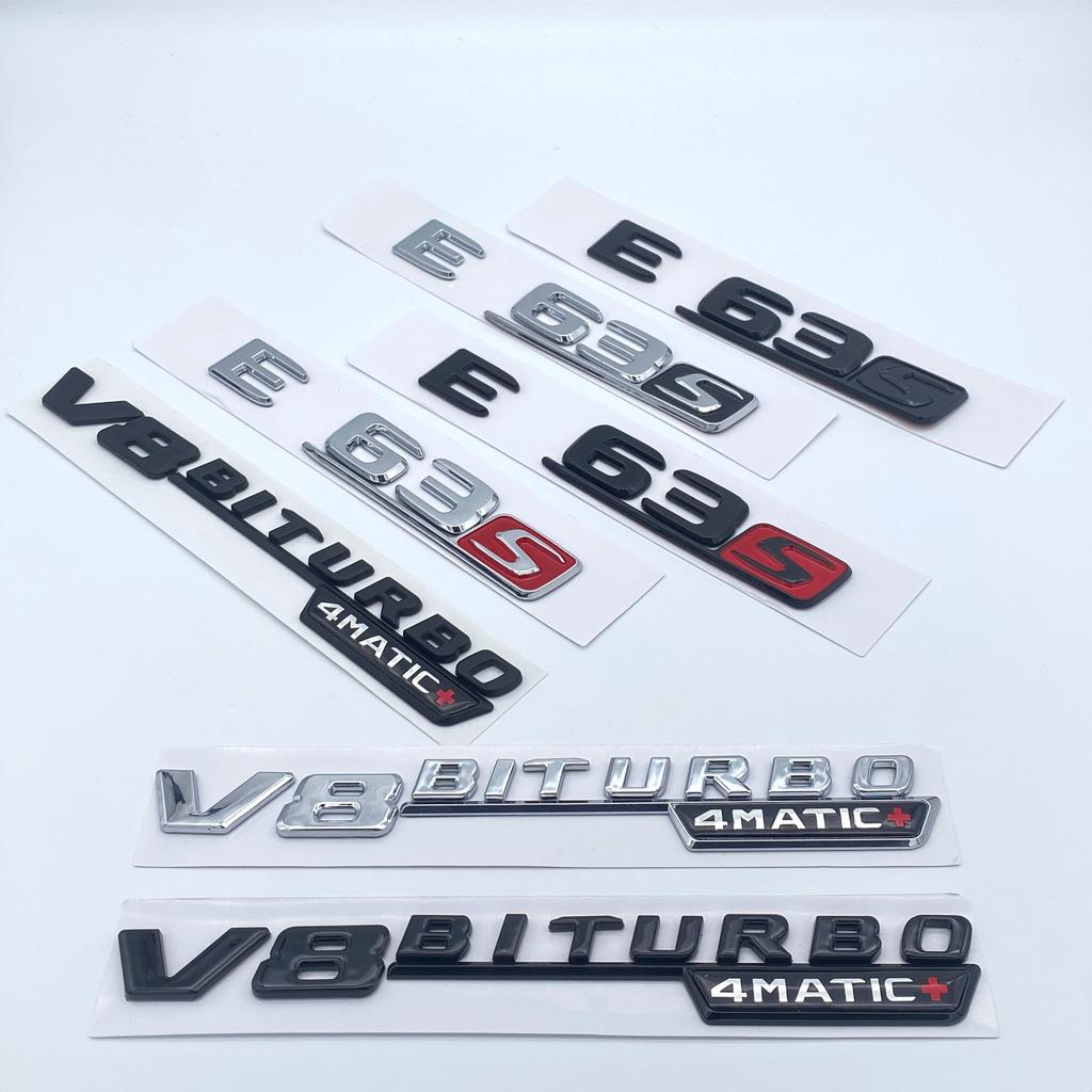 3D Glossy Black Letters E43 E53 E63 E63S V8 Biturbo 4matic ABS Emblem for Mercedes Benz AMG Car Fender Trunk W212 W213 Sticker