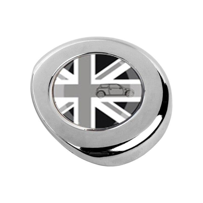 Одна кнопка «Пуск», декоративная наклейка для автомобиля, серебристый и черный металлический материал, эпоксидная смола, узор для MINI COOPER R55 R56 R60 R61