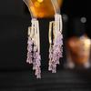 S925 Silver Needle Zircon Inlaid Dinner Dress Wedding Bride Earrings Trendy Light Luxury Premium Feeling Water Drop Fringed Earrings