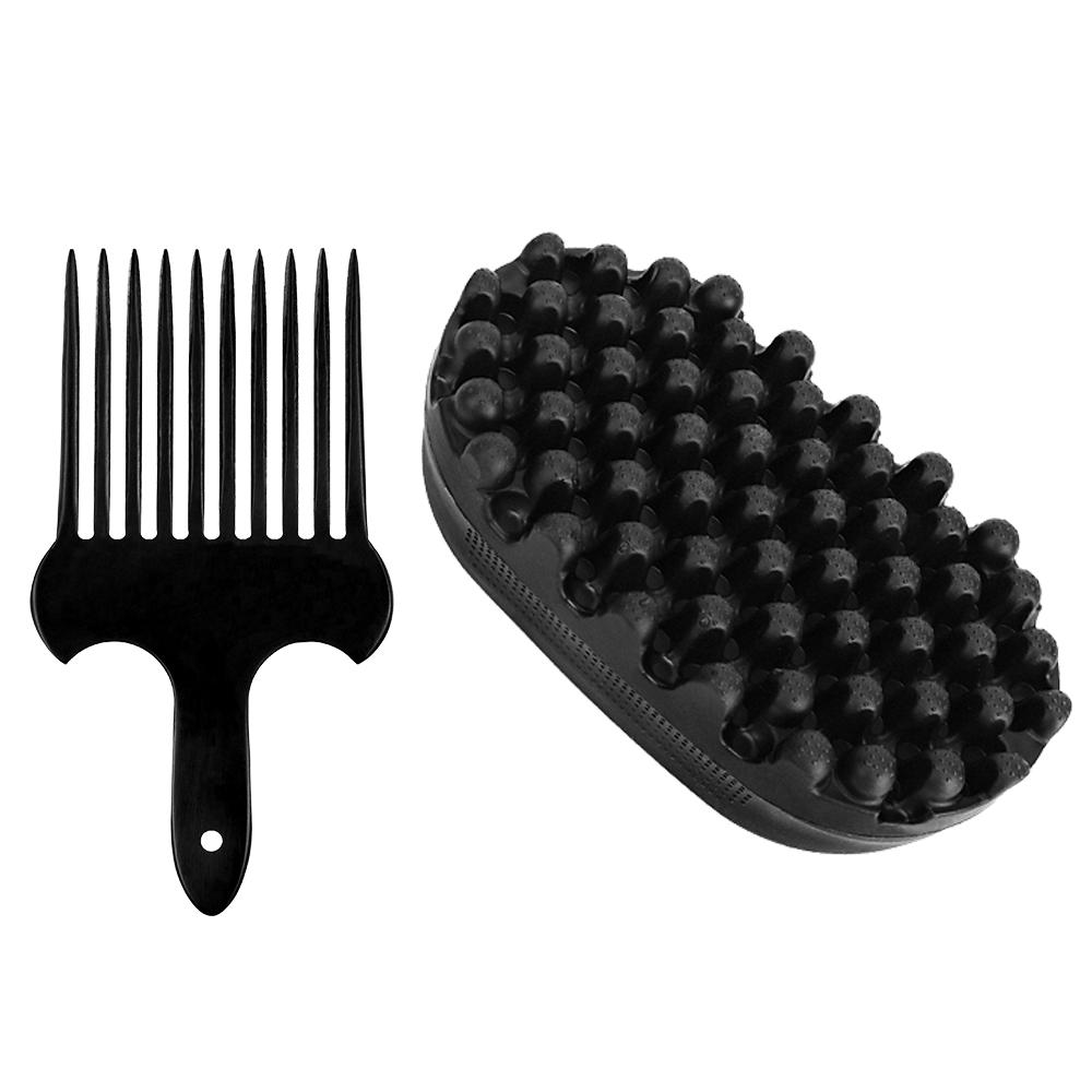 Набор из 2 предметов: большая расческа с текстурированной вилкой, расческа с большими зубьями, расческа-нож, горячая черная специальная резиновая щетка для завивки, популярная мужская расческа для жирных волос