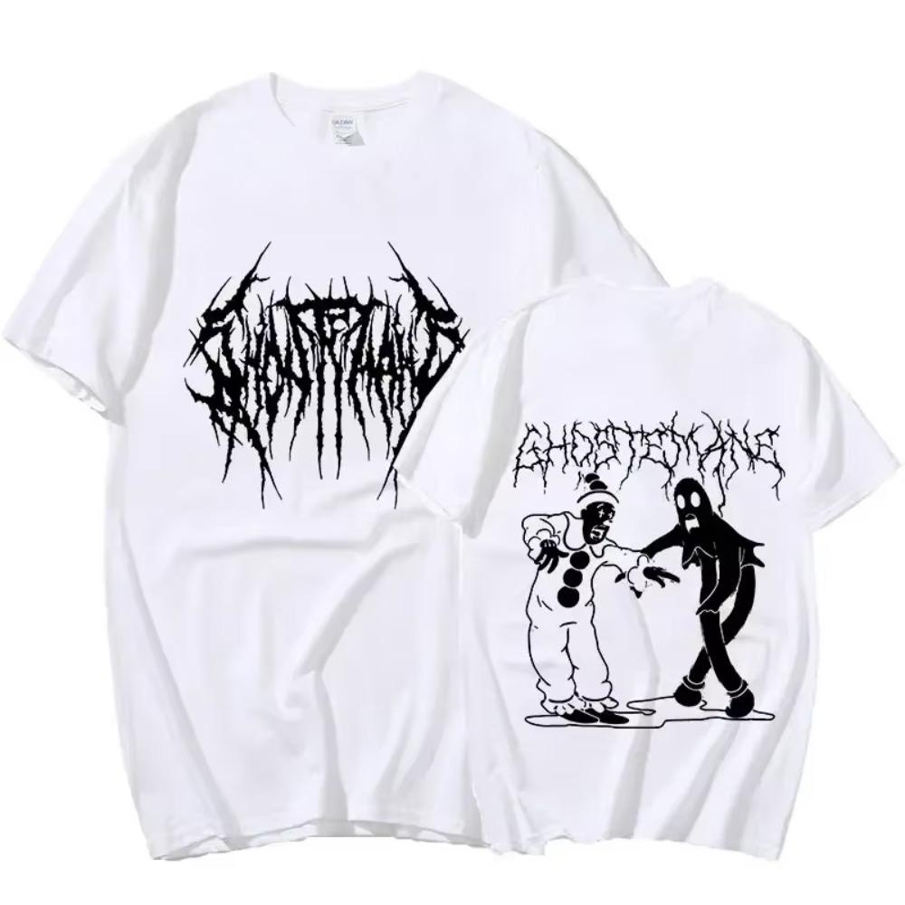Ghostemane Double Sided Print T-shirt Men Women Fashion Hip Hop Metal Gothic Rock T Shirt Oversized Loose Streetwear