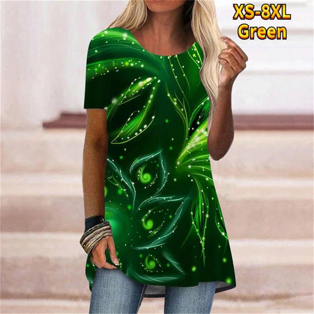 New Summer Casual Women Tshirt Loose Flower Digital 3D Printing Short Sleeve O-neck Pullovers Top Fashion Daily Street Tees