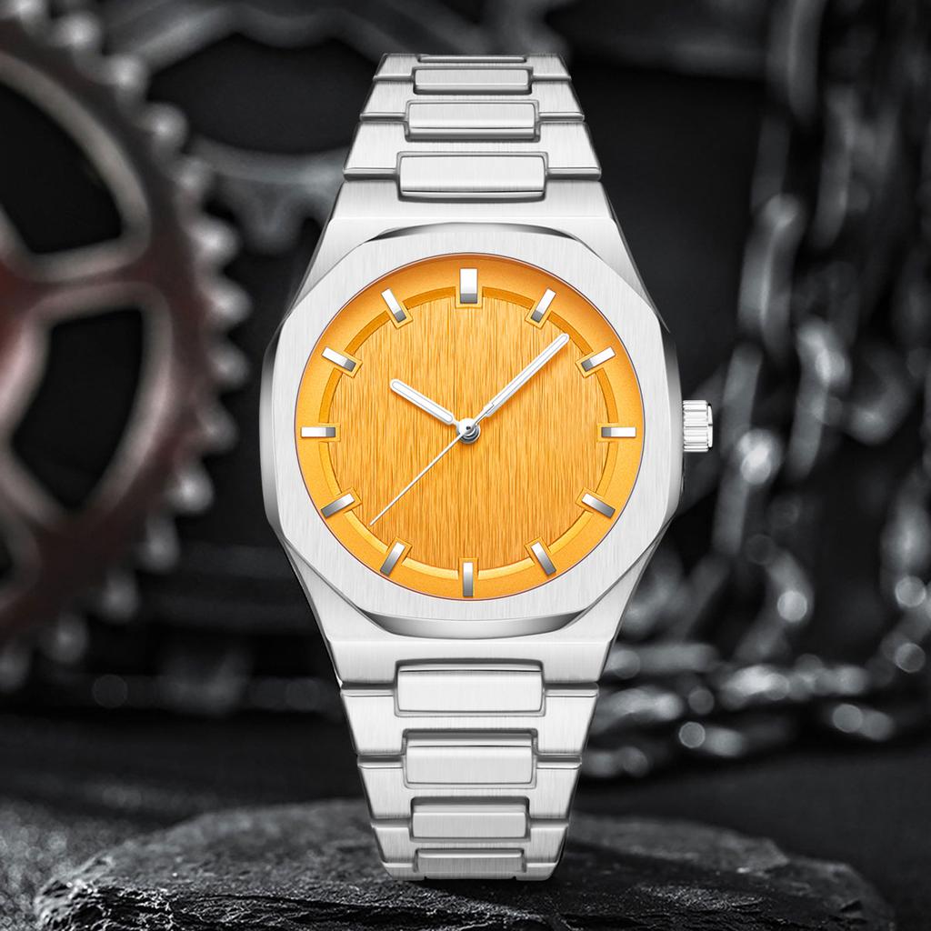 PINTIME Роскошные уникальные часы для мужчин из нержавеющей стали с кварцевыми часами, простой циферблат, деловые мужские часы для вечеринок, модные мужские часы