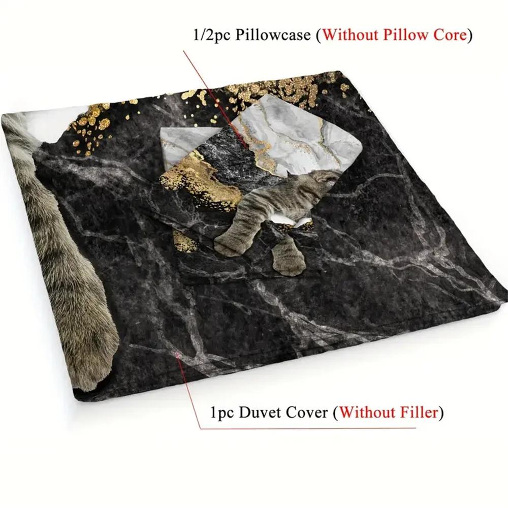 Whimsical Cat Lover's Duvet Cover Set - Soft, Breathable, and Comfortable Pet Cat Pattern Bedding with 3D Animal Theme