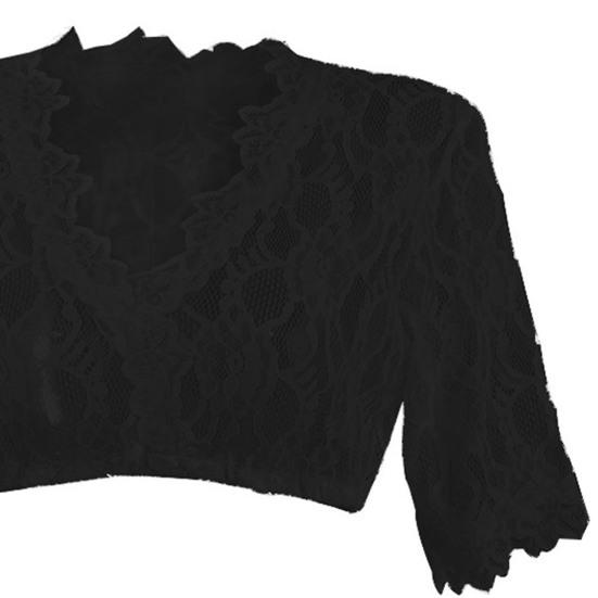 Женский сексуальный прозрачный кружевной бюстгальтер, блузка с v-образным вырезом и длинным рукавом, укороченное кружево