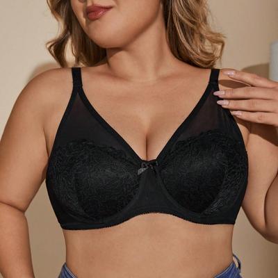 Сетчатый бюстгальтер с тонкими формованными чашками и полным покрытием на косточках для женщин, нижнее белье больших размеров. Элегантная и сексуальная повседневная одежда, дом и поездка на работу.