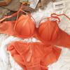 Women Lace Underwear Sexy Hollow Push Up Bra Set Classic Bandage Lingerie Fashion Fluorescent Plus Size C D Brassiere