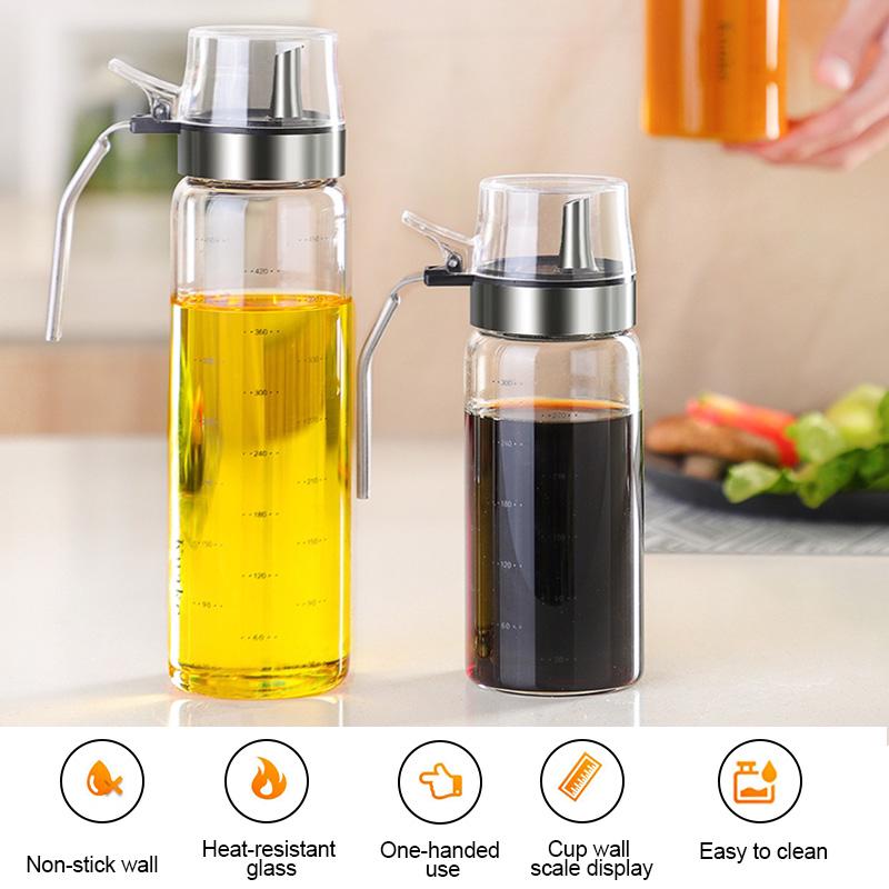 Stainless Steel Olive Oil Dispenser Bottle Oil And Vinegar Dispenser Lead-Free Glass Bottle Kitchen Oil Salad Dressing Container