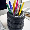 1pc Fun Tire-Shaped Pen Holder -PVC Desk Organizer, Ideal for School and Office Supplies, Painted Finish, Office Supplies