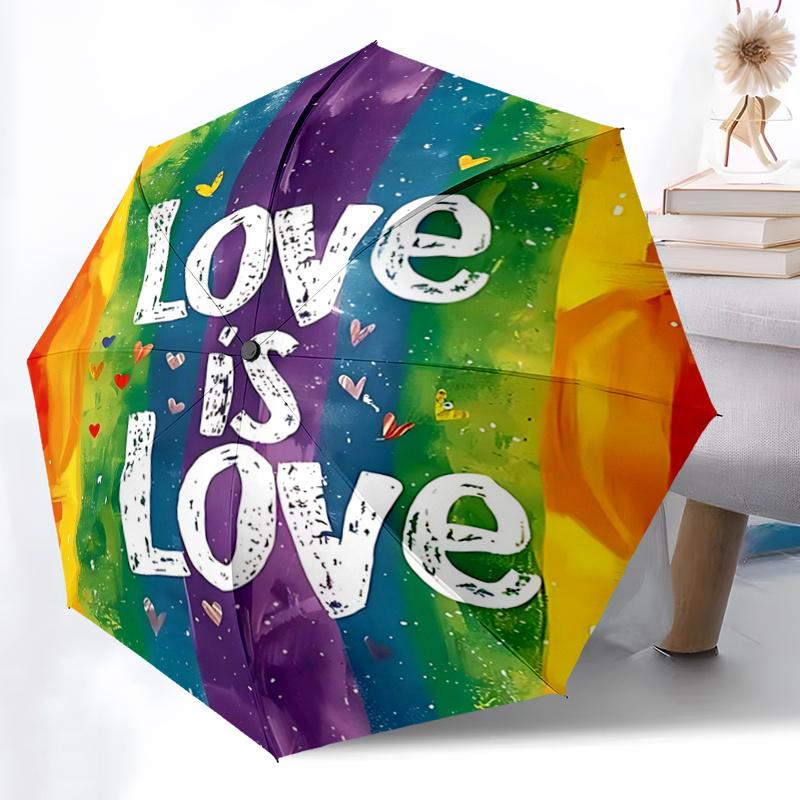 1pc Heart Love is Love Automatic Opening/Closing Umbrella with Foldable Design, Iron Frame Outdoor Umbrella for Fans, Travelers, Daily Use, Gift