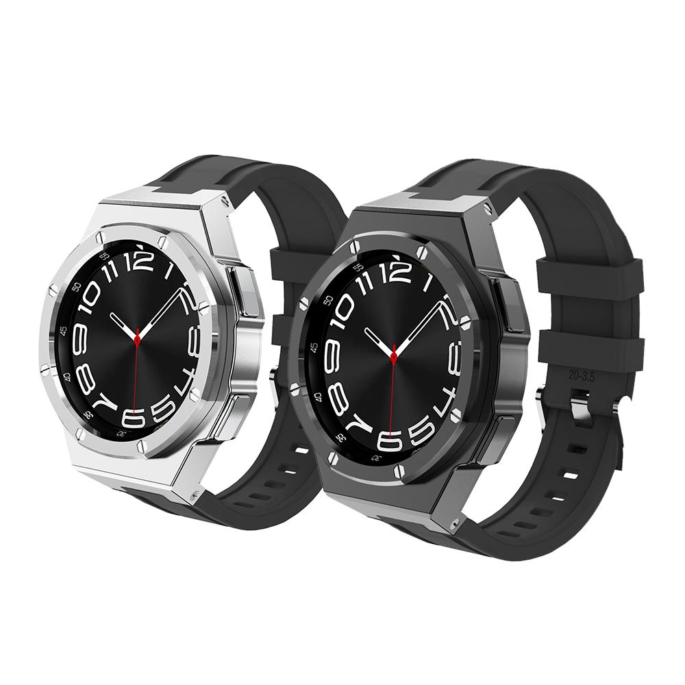 Комплект для модификации для Samsung Galaxy Watch 6 Classic 47 мм 43 мм Металлический корпус из нержавеющей стали Резиновый ремешок Браслет Galaxy 6 Classic