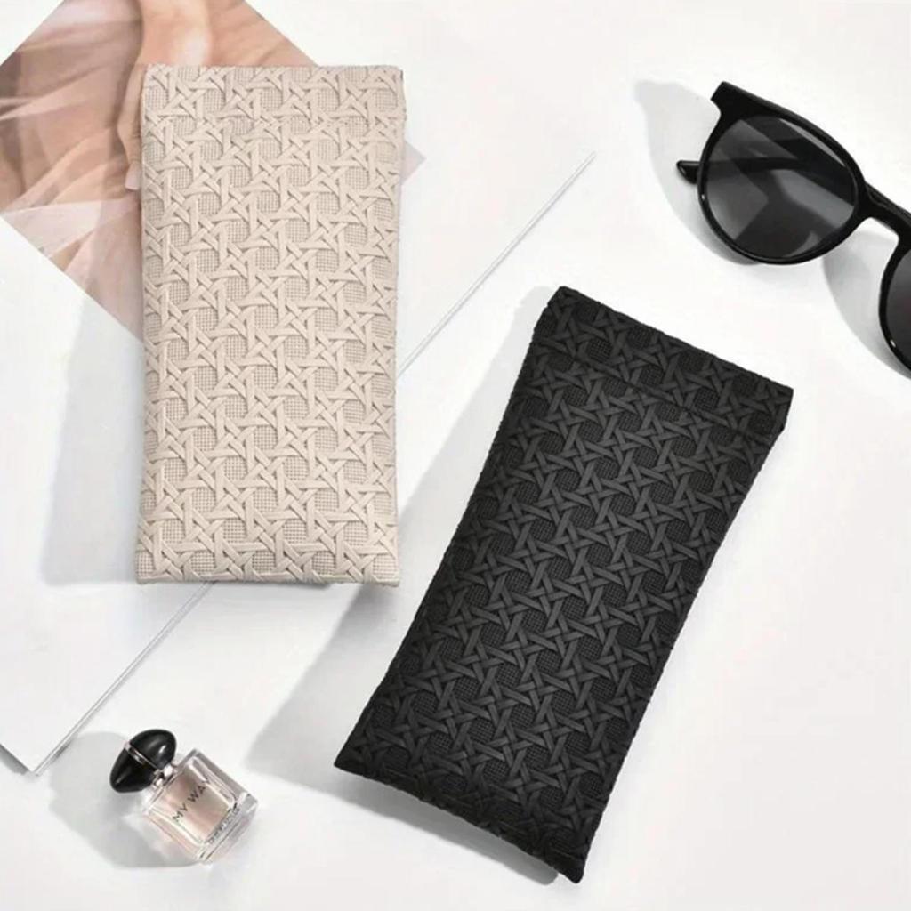 1 шт. Минималистичный элегантный модный чехол для очков с плетеной текстурой из искусственной кожи, портативный ящик для хранения солнцезащитных очков, прочный защитный контейнер