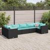 VidaXL Garden Lounge Set 7 Pcs with Cushions Black Wicker, Outdoor Sofa Set, Garden Corner Sofa, 3308260