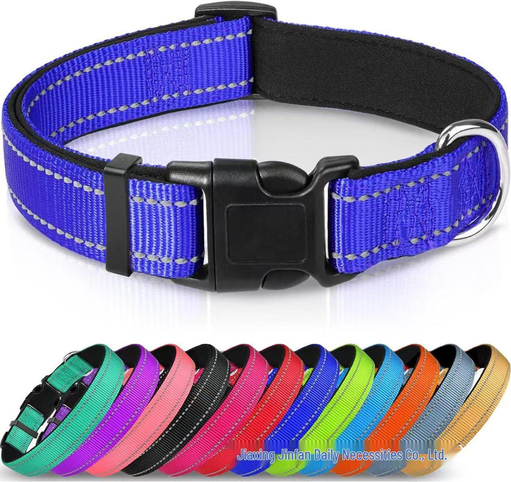 Adjustable Reflective Breathable Nylon Dog Collar and Leash Set - Medium Size