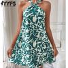 Женская мода лето весна цветочный узор принт без рукавов свисающий вырез свободная талия повседневные платья