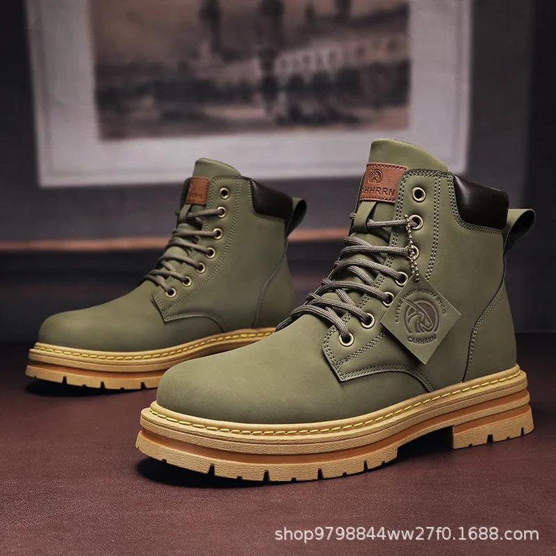 Мужские высокие ботинки мужские кожаные ботинки модные мотоциклетные ботинки мужские зимние ботинки удобные ботинки для пустыни на платформе