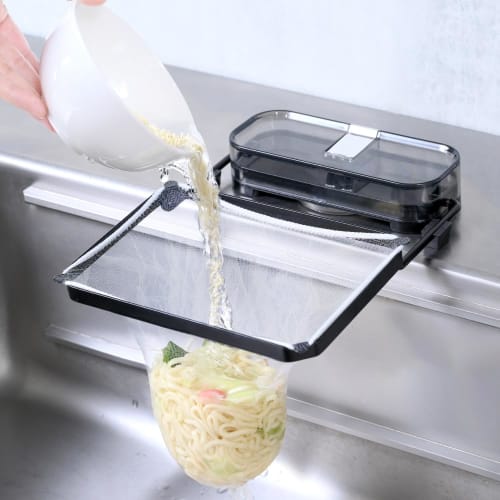 Featured on Kimetsuke! Genuine Kitchen Drain Neo, No Triangular Drain Net, Triangular Drain Rack, Food Waste Net Included (50 Nets) (Black)