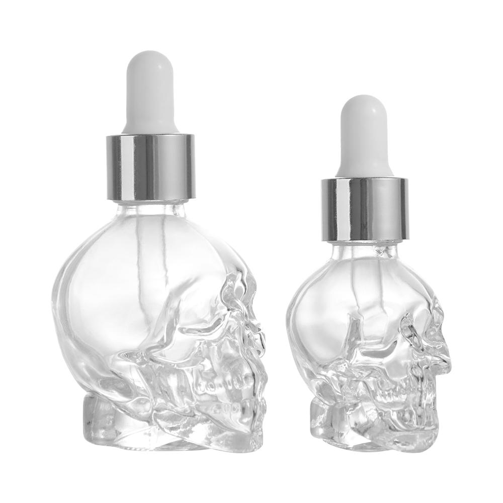 Transparent Skull Shape  Bottle with Pipette Glass Liquid Dropper Bottle Portable   Travel