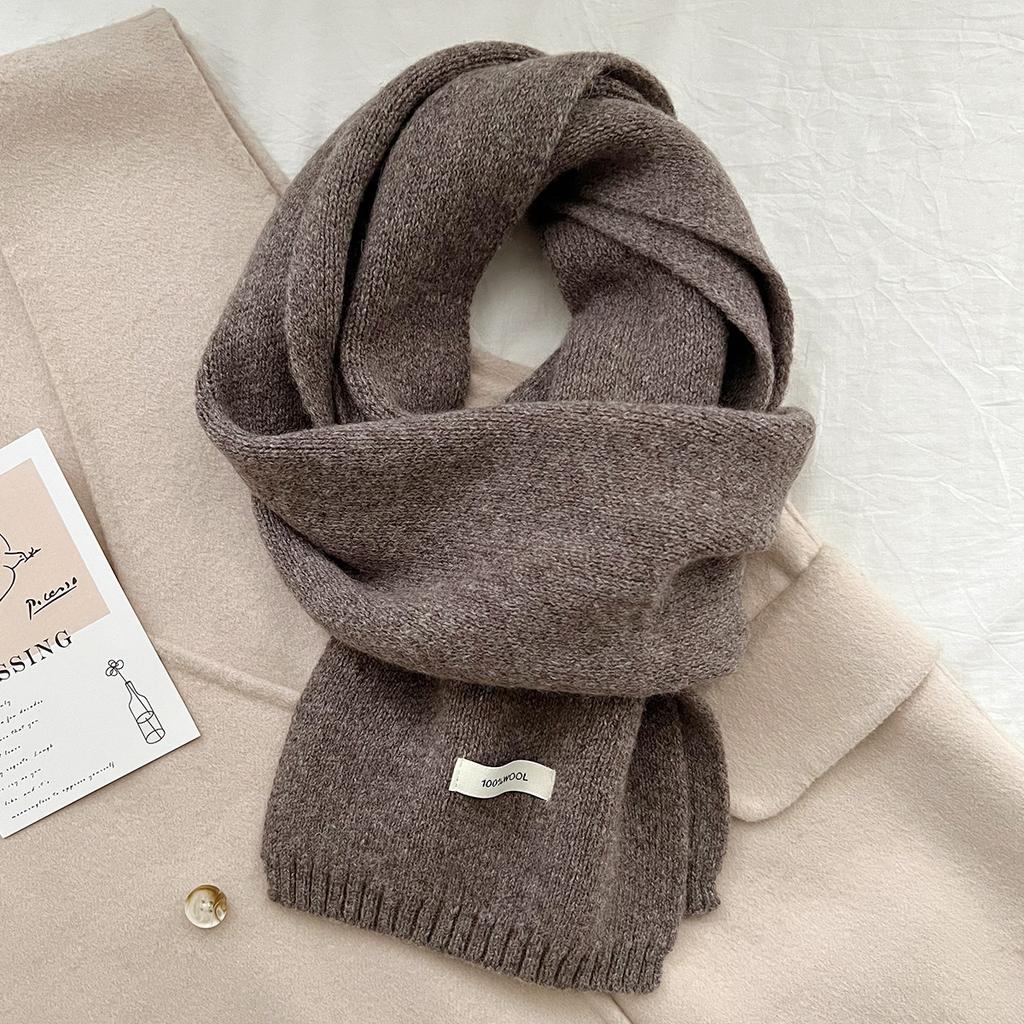 Selected Australian Pure Wool 100% Wool Scarf Solid Color Versatile Women'S New Winter Warm Knitted Scarf