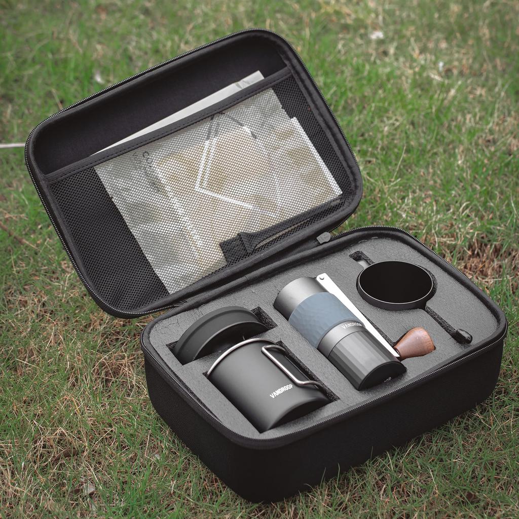 Vandroop Кемпинг Кофе Складной Ручной Кофемолка Дорожный Кофе Фильтр Нержавеющая Сумка Для Хранения Удобный Для Ношения Набор, Открытый, Маленький, Ручной, Мельница,