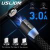USLION 3A Магнитный USB-кабель для iPhone Кабель Micro USB Type C Магнитное зарядное устройство для быстрой зарядки Кабель Micro USB