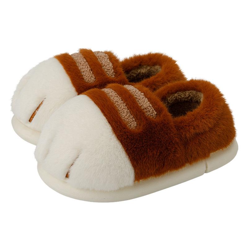 Cute cat claw cotton shoes winter velvet thickened cute couple wear home indoor cotton slippers