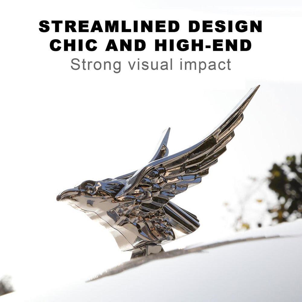 Chrome 3D Eagle Emblem Car Front Hood Eagle Ornament Car Hood Ornament Auto Front Cover Badge