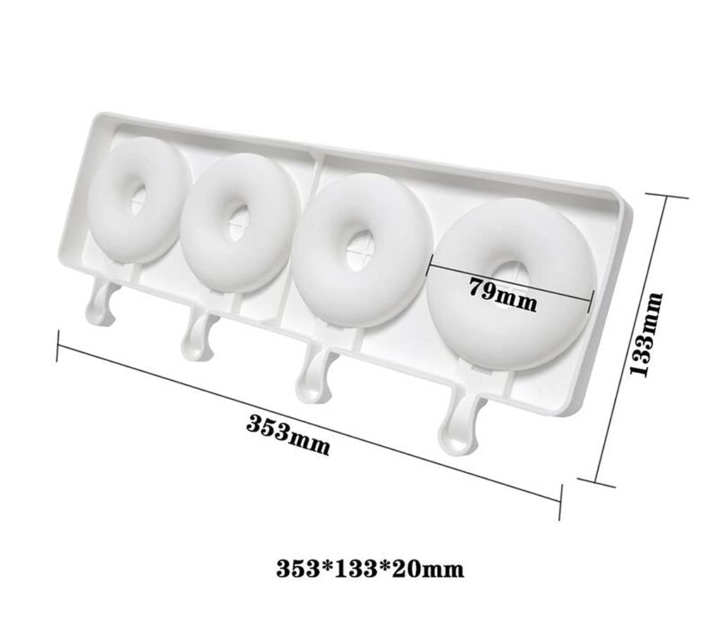 Ice Cream Mold Popsicle Ice Cream Maker Frozen Pop Popsicles with 50 Wooden Popsicle Sticks and 4-Hole Donuts