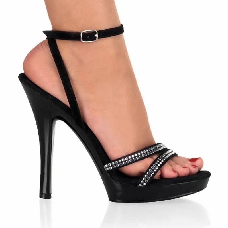 Летние босоножки с пряжкой на плоской подошве, с цепочкой из бриллиантов, на высоком каблуке, с простым тонким каблуком и открытым носком, женские туфли, каблук 13 см, платформа 3 см, YKC