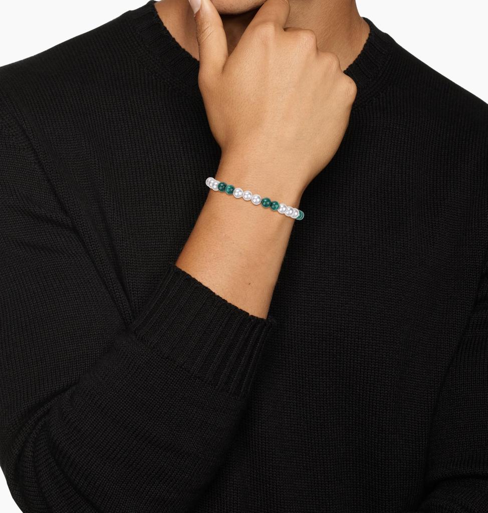 GAVU Malachite and Shell Pearl Power Stone Prayer Beads Bracelet for Men