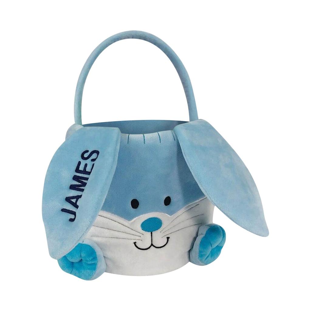 Embroidered Name Bunny Bucket Long Ears Personalized Single Ear Custom Easter Bunny Basket