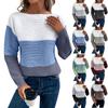 Ayollar uchun moda uzun qisma rangli blokli pulover trikotaj sviter top