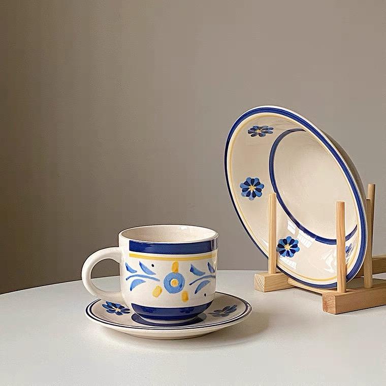 Простая кофейная чашка и тарелка в скандинавском стиле, набор из двух предметов, кружка, кофейная чашка, керамическая чашка для воды, кружка, чашка для молока, послеобеденный чай