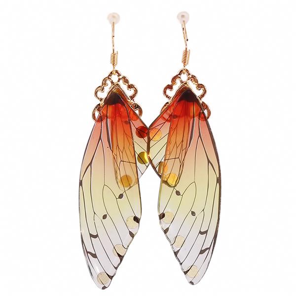 Women Bohemian Style Fairy Simulation Butterfly Wing Earrings Foil Rhinestone Earring Romantic Jewelry