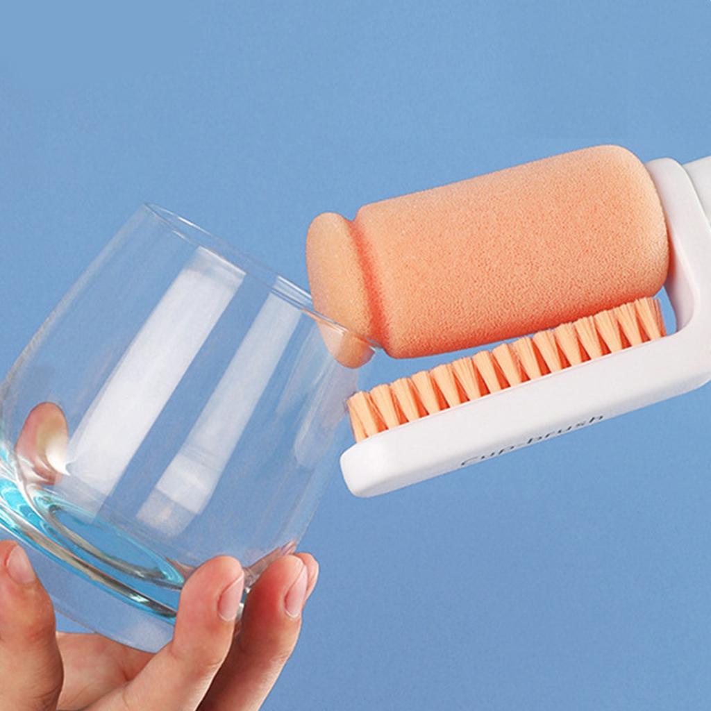 Three In One Cup Cleaning Brush Long Handle Multifunction Cup Cleaning Sponge Bottle Brush Set