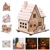 Festival Led Light Wood House Christmas Tree Decorations for Home Decoration Wooden House DIY Gift Window Decoration
