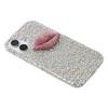 Чехол для iPhone 16 Полностью стразы Декор губ ТПУ+ПК Задняя крышка телефона