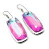 Pink Mystic Topaz Gemstone Handmade 925 Sterling Silver Earring 2.21" t7D39
