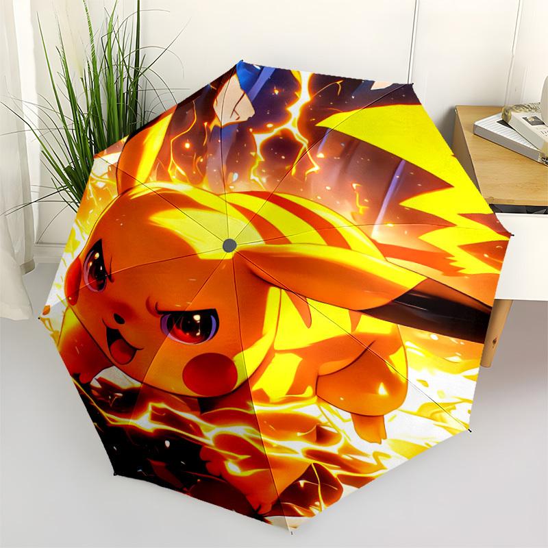 1pc Pikachu Automatic Folding Umbrella - Compact 8-Rib Design, Durable Plastic & Iron, Perfect Gift for Friends & Family, yy250923052