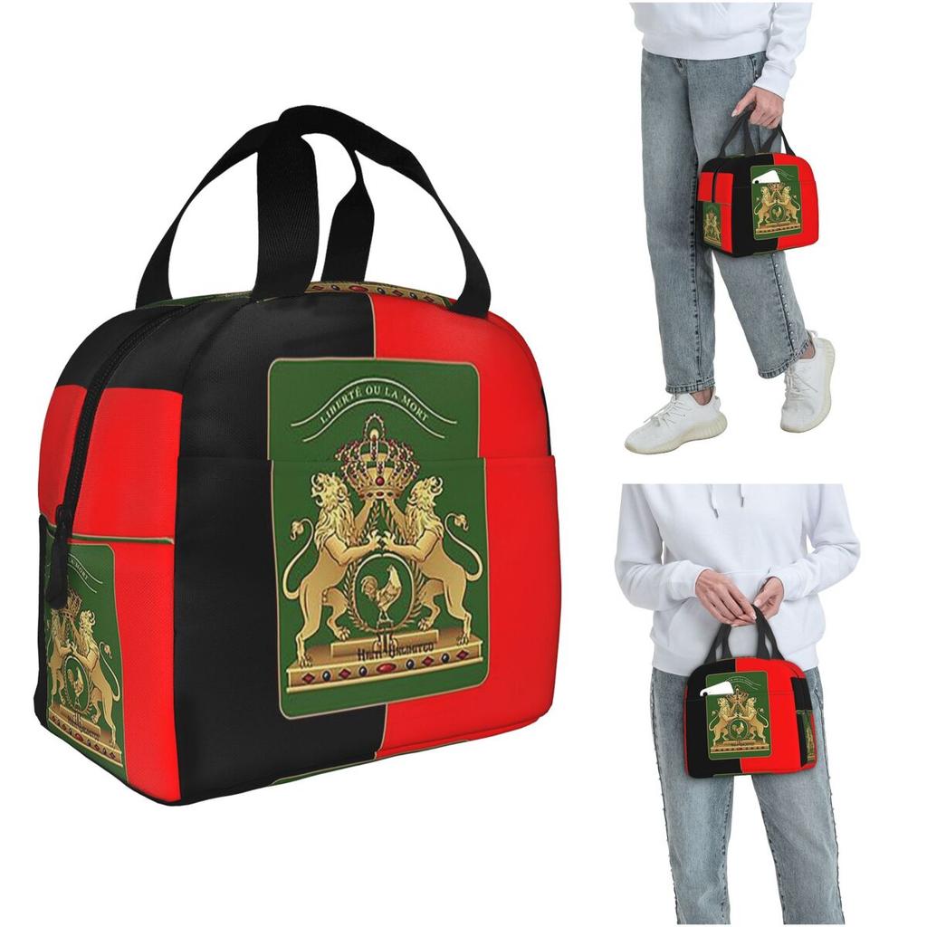 Haitian Independence Flag Insulated Lunch Bag for Women Children Leakproof Food Boxes Thermal Lunch Box Tote