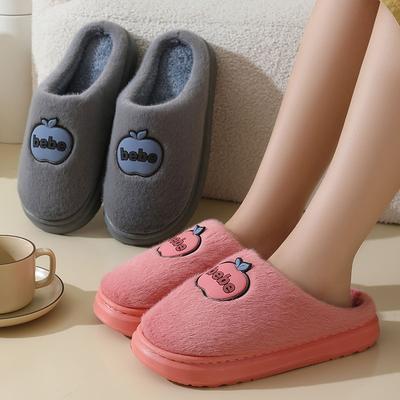 Удобные теплые хлопковые тапочки для женщин, зимняя домашняя обувь на толстой подошве, нескользящая, женская