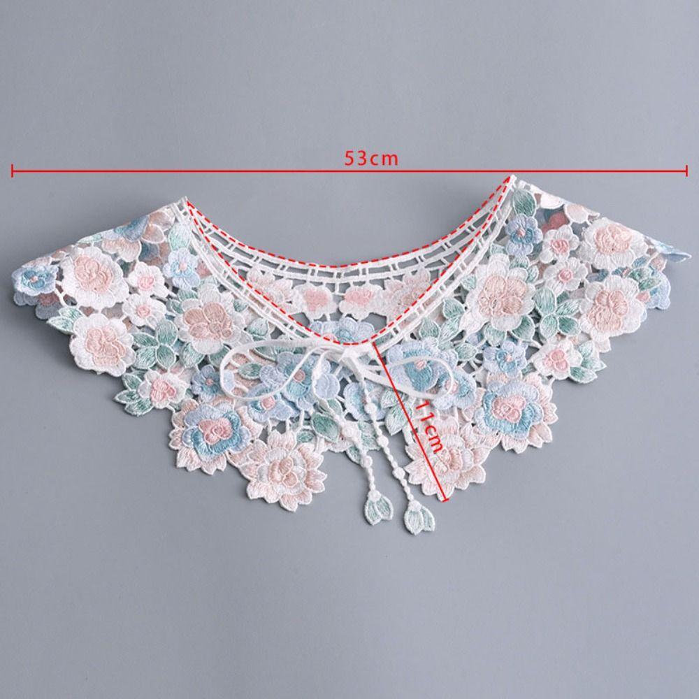 Detachable Embroidered Flower Fake Collar Floral Lace Neckline Shawl Lace Collar Women/girls