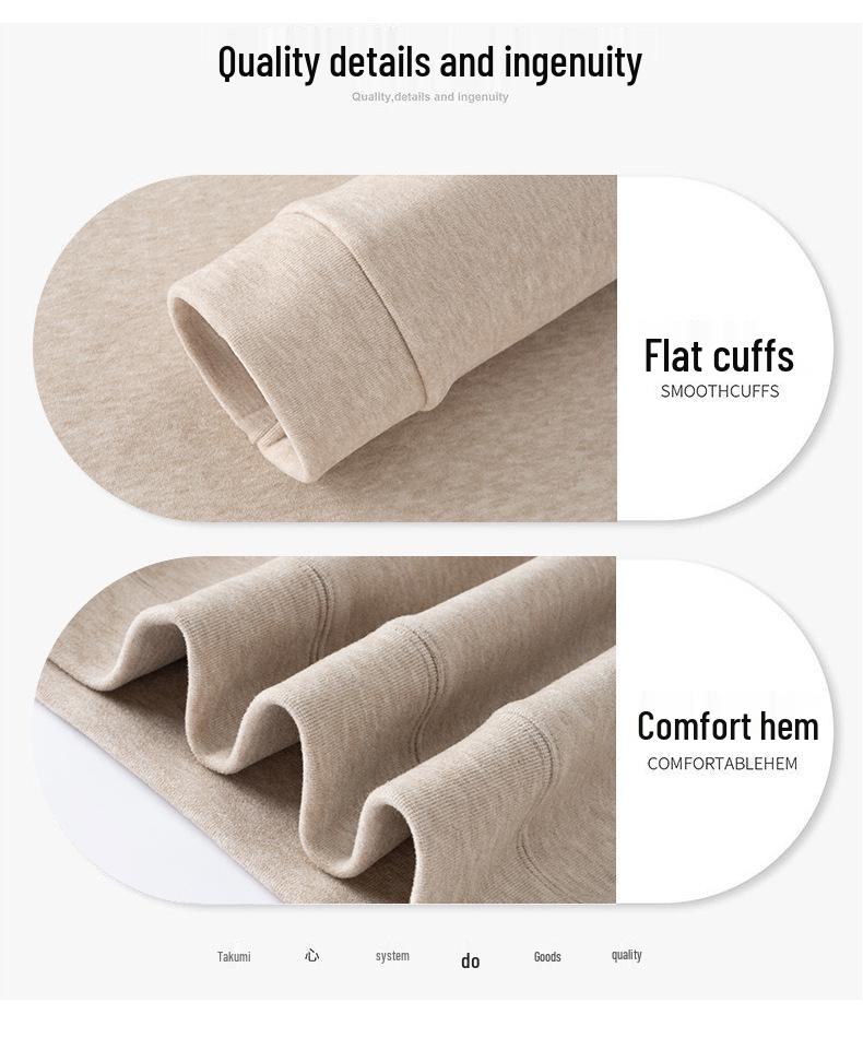 Мужская модная худи с круглым вырезом и длинным рукавом, 2025 Зима - Трендовая, универсальная, однотонная, повседневная одежда