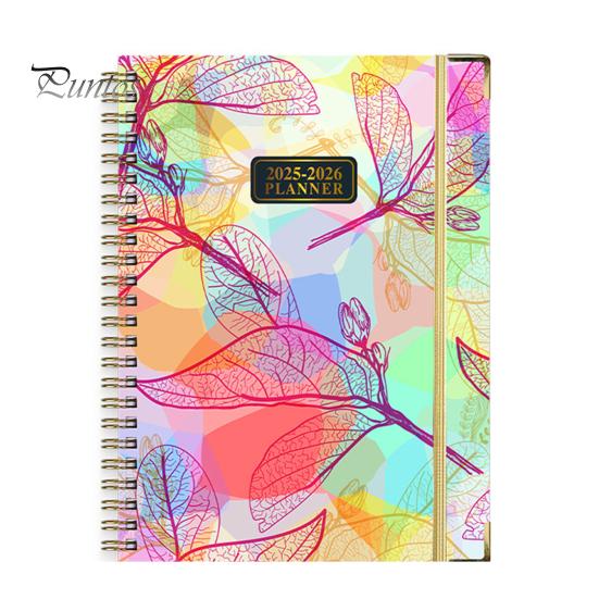 Планировщик на 2025-2026 гг., июль 2025 г. - июнь 2026 г., ежедневный, еженедельный, ежемесячный, 12-месячный, с цветочным принтом, спиральный переплет, блокнот для домашнего офиса, школы