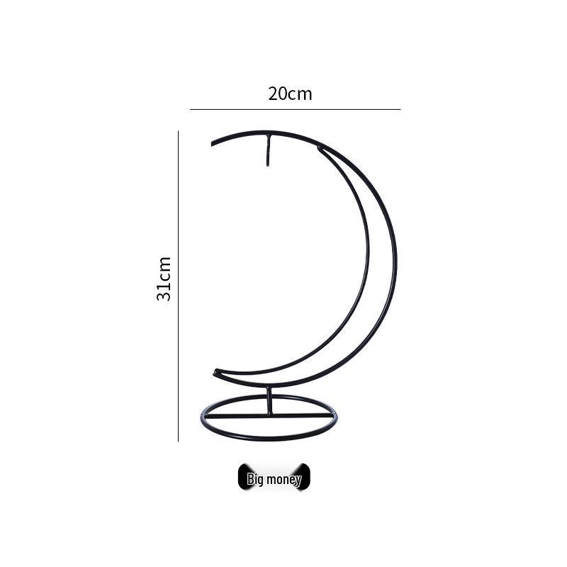 Moon-Shaped Moss Micro Landscape Glass Bottle with Iron Art Hanging Hook