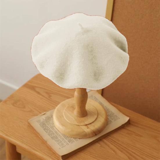 Women Beret Vintage Solid Color Painter Hat Wool Blend French Style Artist Cap Lightweight Headwear for Party Outdoor