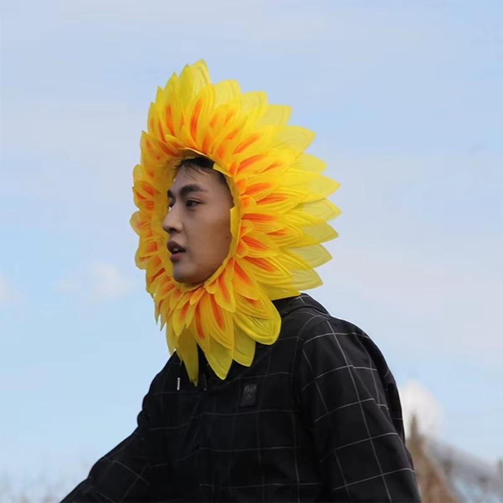 Yellow Sunflower Headgear Sunflower Hat Hood  For Dance Party Festival Games Kids Teens Adults