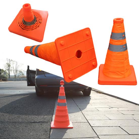 40/50/60СМ Складной конус дорожной безопасности Многоцелевой выдвижной дорожный конус со светоотражающим воротником Строительство Дорога Парковка Вождение Практика